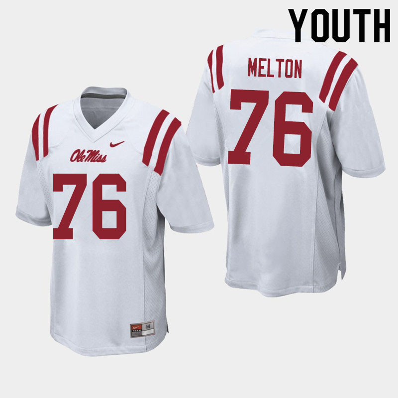Cedric Melton Ole Miss Rebels NCAA Youth White #76 Stitched Limited College Football Jersey GOA7058TS